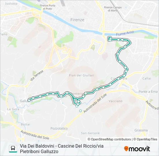 VIA DEI BALDOVINI - CASCINE DEL RICCIO/VIA PIETRIBONI GALLUZZO Bus Line Map