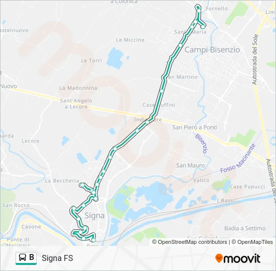 B Bus Line Map