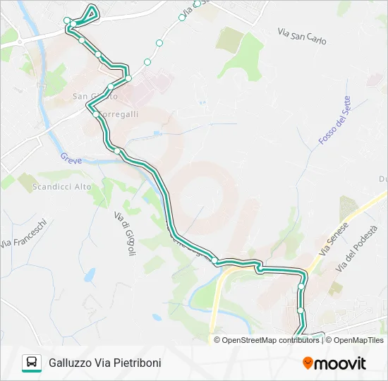 VIA PIETRIBONI GALLUZZO - SAN LORENZO A GREVE/STARNINA Bus Line Map