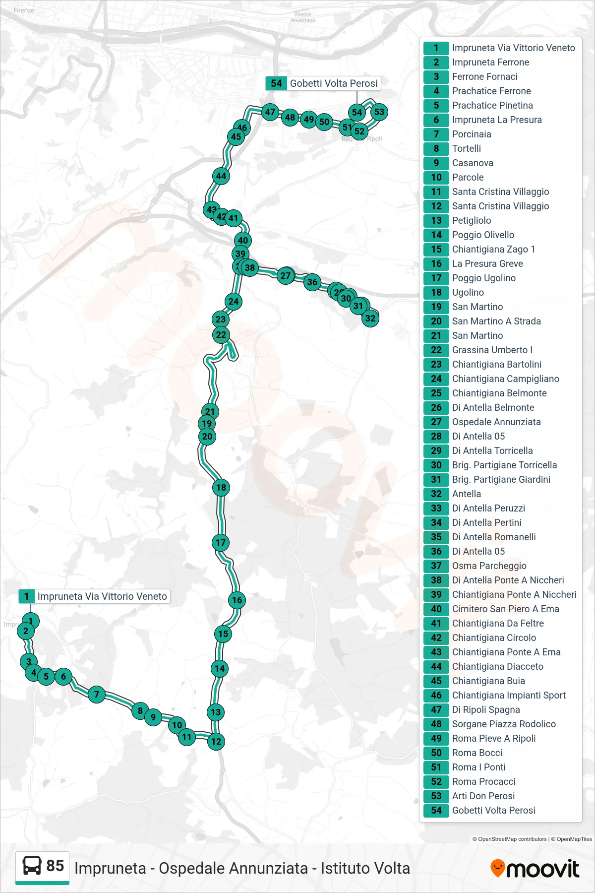 Linea 85  tram (Gobetti Volta Perosi) - Percorsi e fermate sulla mappa