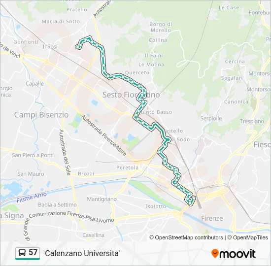 57 Bus Line Map