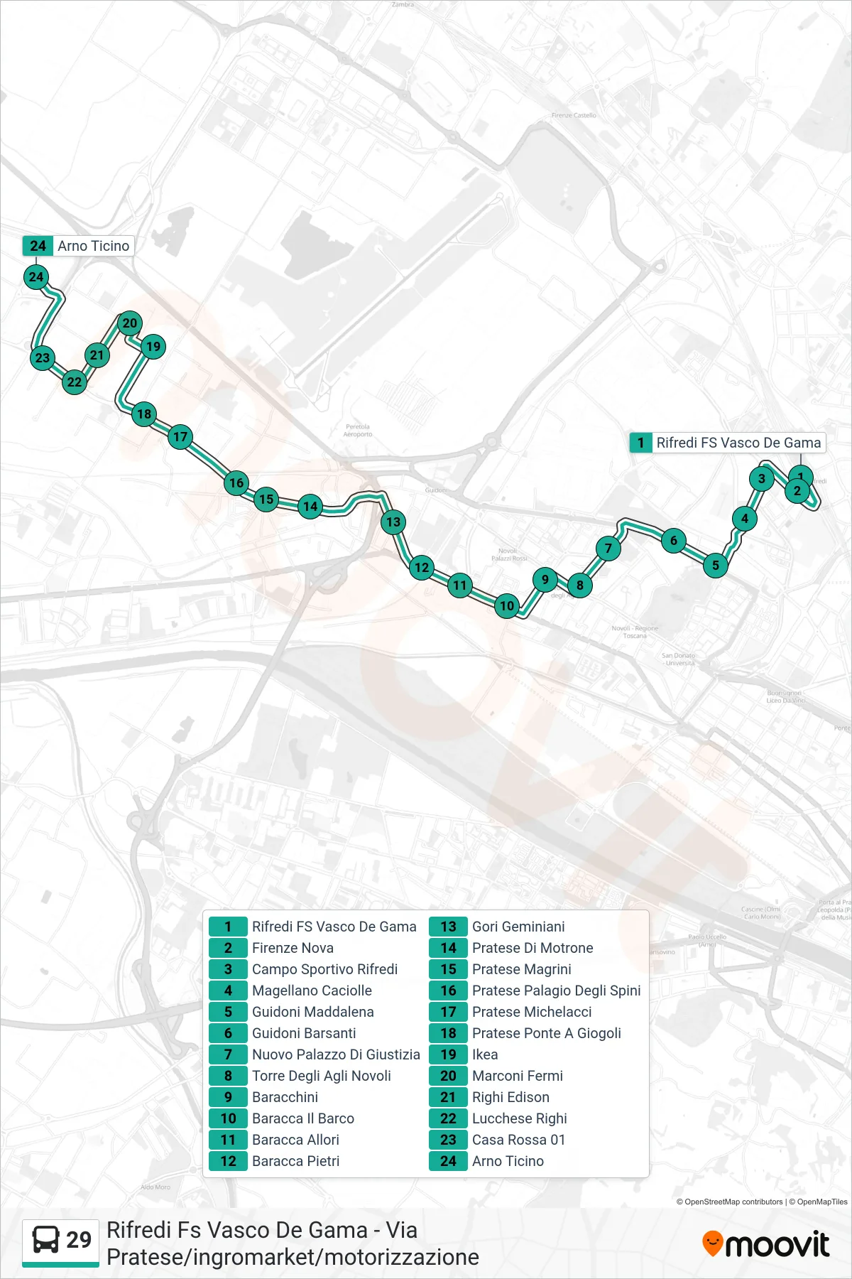 Linea 29  bus (Arno Ticino) - Percorsi e fermate sulla mappa