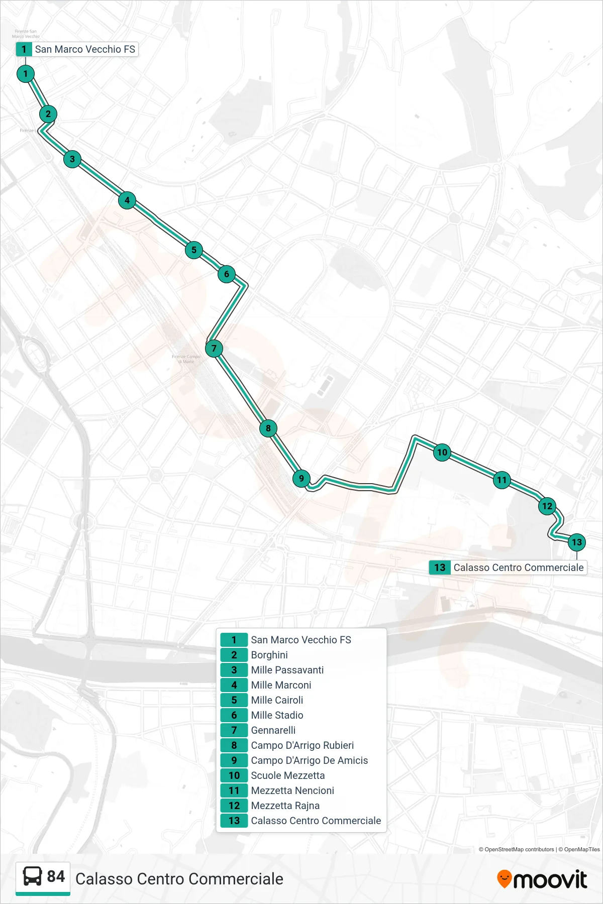 Linea 84 bus (Calasso Centro Commerciale) - Percorsi e fermate sulla mappa