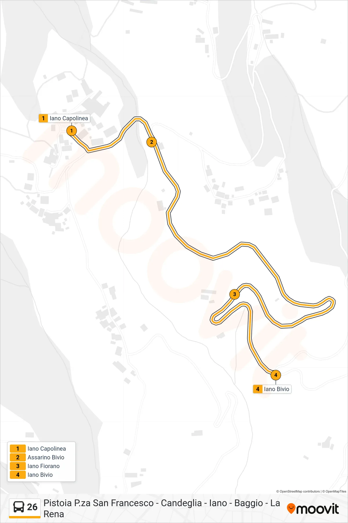 Linea 26 bus (Iano Bivio) - Percorsi e fermate sulla mappa