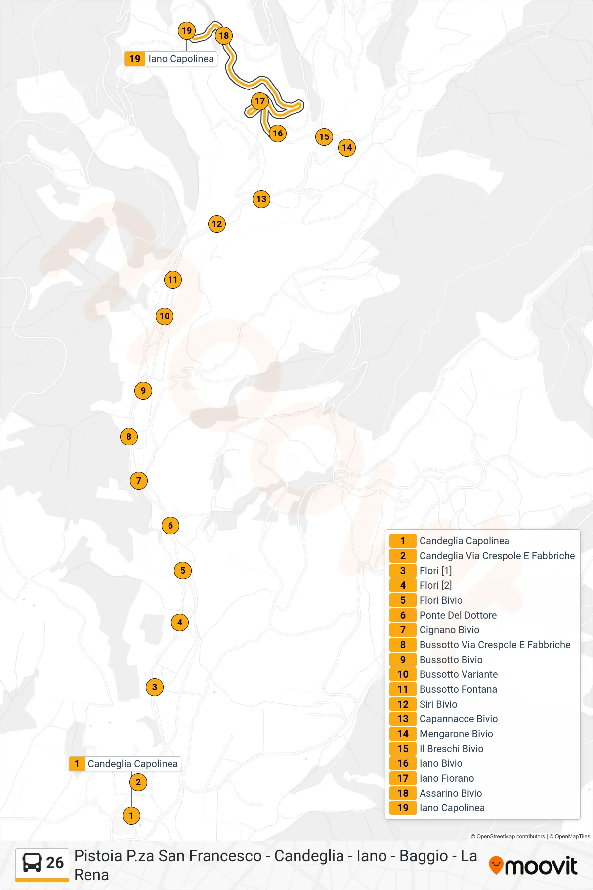 Linea 26  bus (Iano Capolinea) - Percorsi e fermate sulla mappa