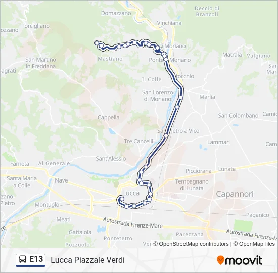 Percorso linea bus E13