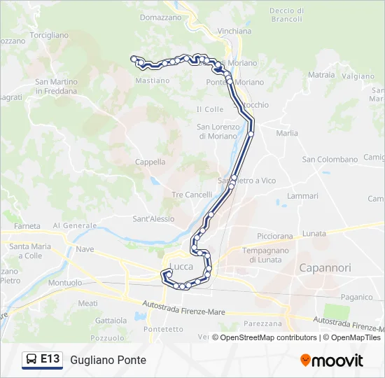 Percorso linea bus E13
