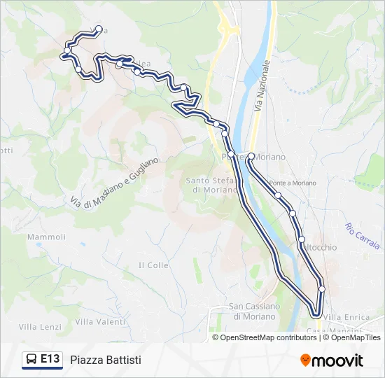 Percorso linea bus E13