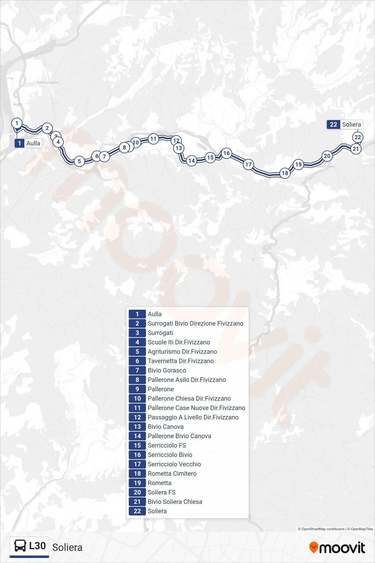 Linea L30  tram (Soliera) - Percorsi e fermate sulla mappa