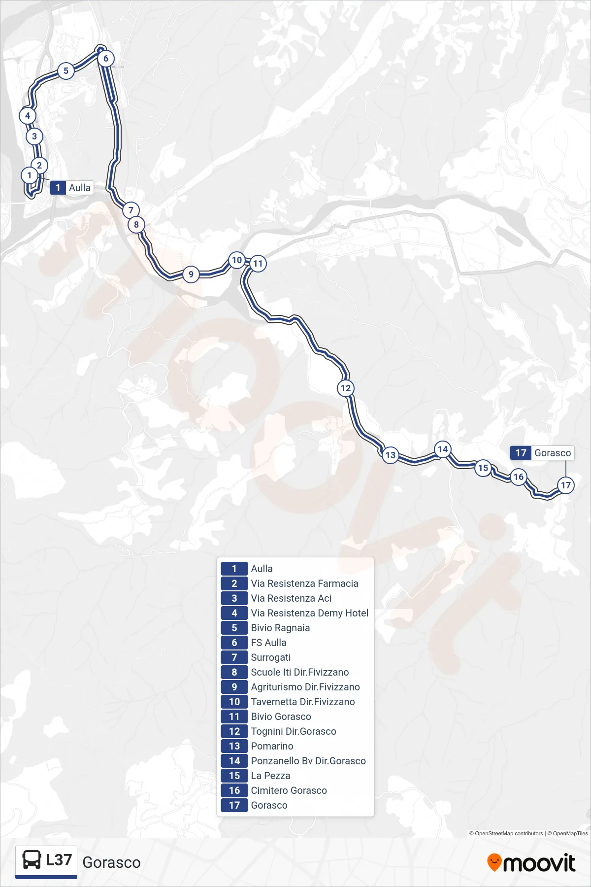 Linea L37 tram (Gorasco) - Percorsi e fermate sulla mappa