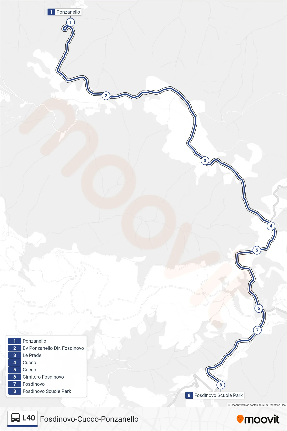Linea L40  tram (Fosdinovo Scuole Park) - Percorsi e fermate sulla mappa