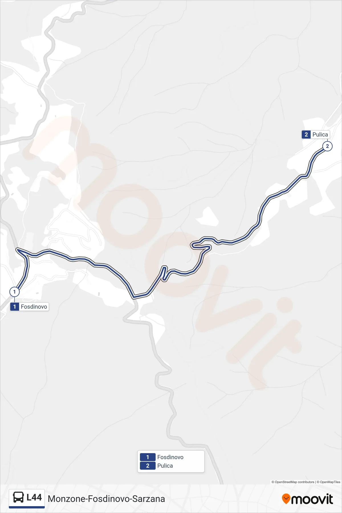 Linea L44 tram (Pulica) - Percorsi e fermate sulla mappa