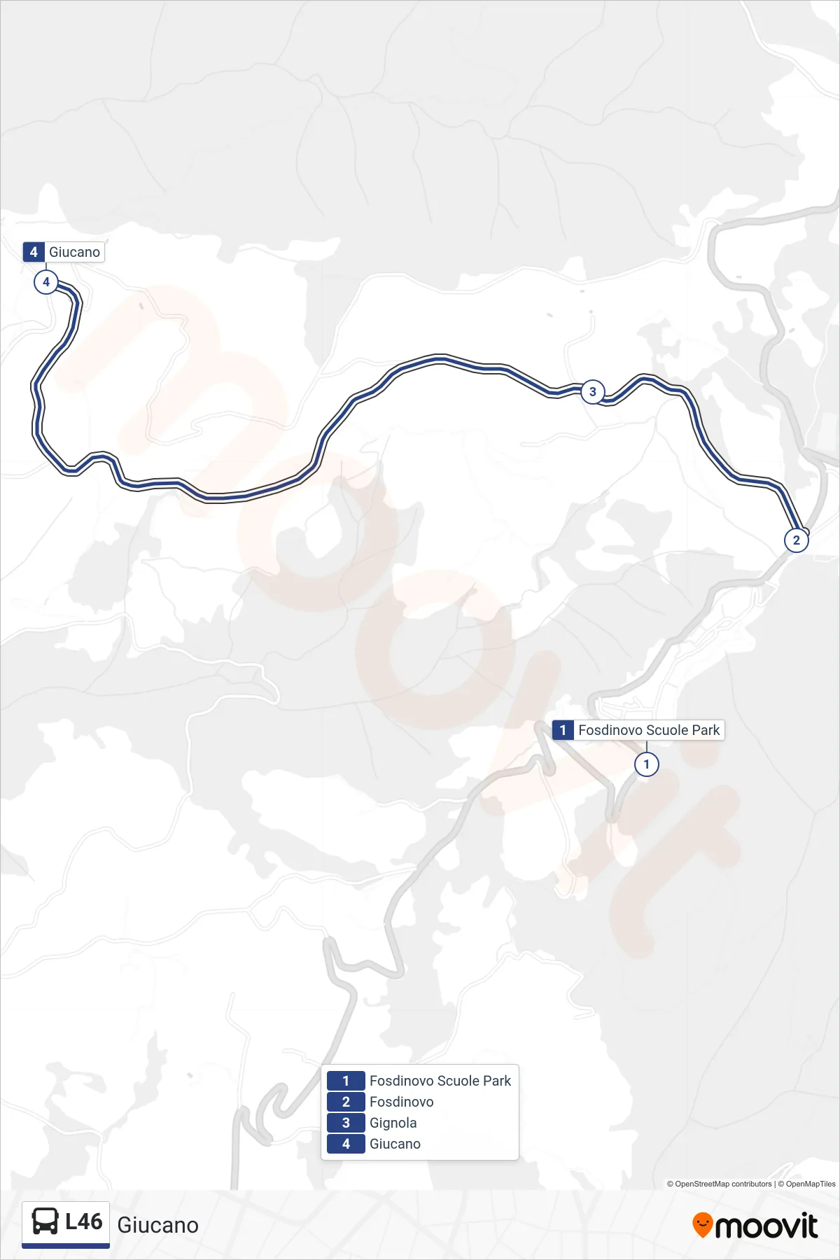 Linea L46  tram (Giucano) - Percorsi e fermate sulla mappa
