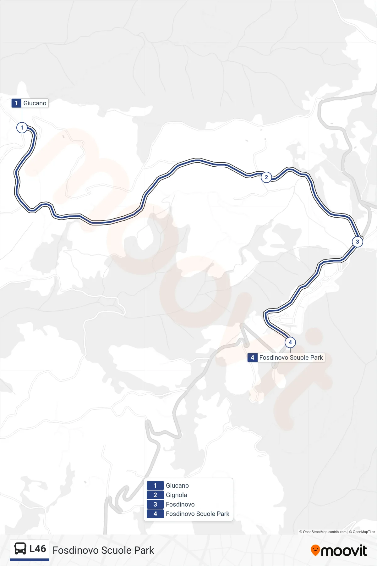 Linea L46 tram (Fosdinovo Scuole Park) - Percorsi e fermate sulla mappa