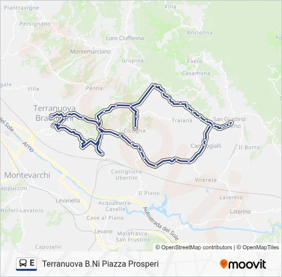 Percorso linea bus E
