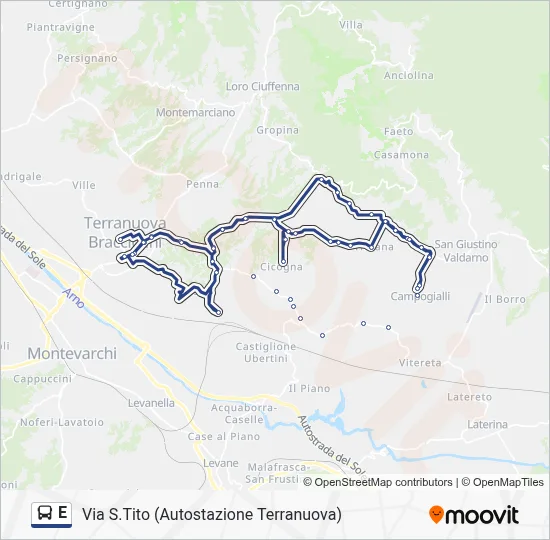 Percorso linea bus E