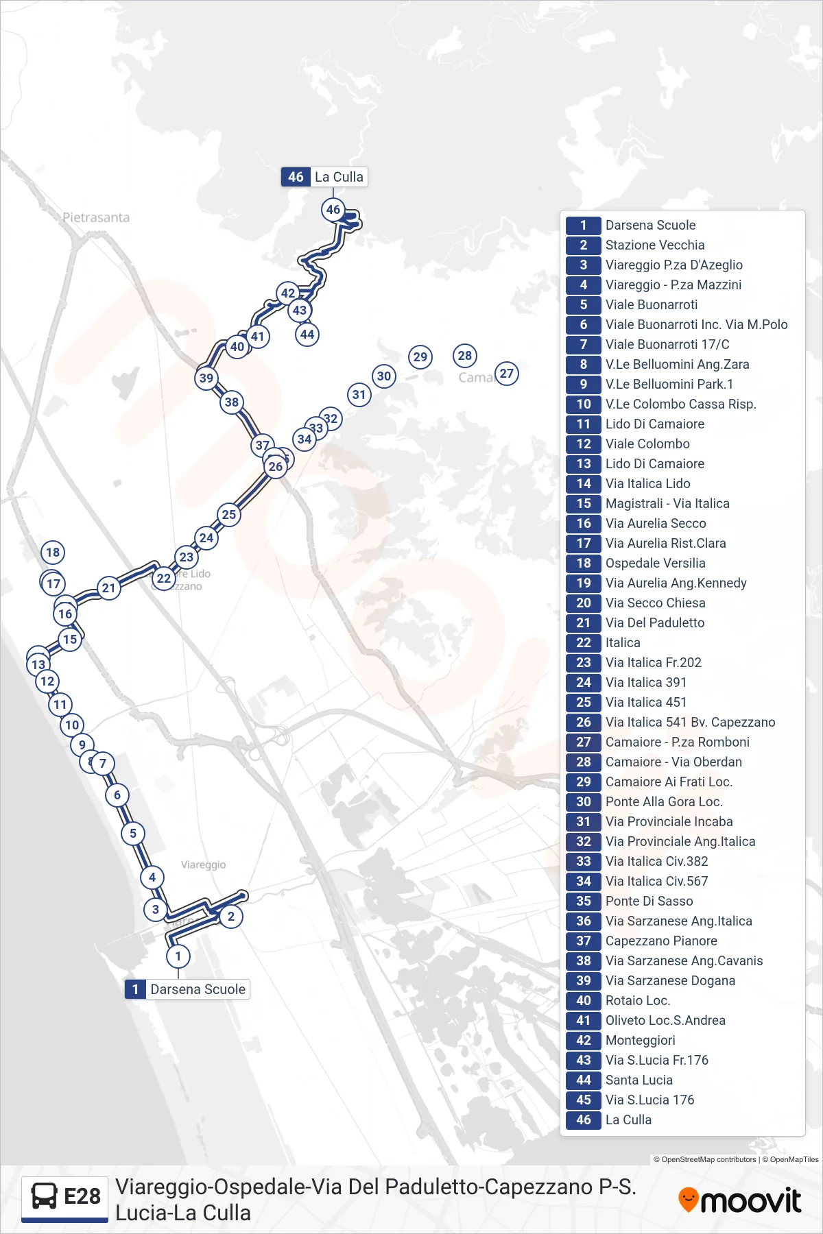 Linea E28 bus (La Culla) - Percorsi e fermate sulla mappa