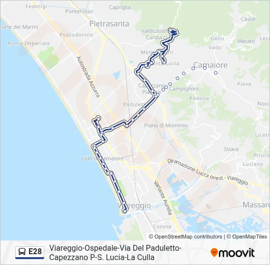 Percorso linea bus E28