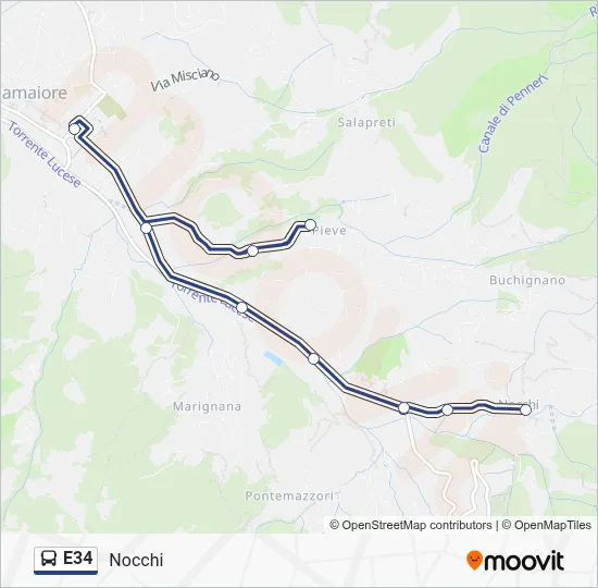 Percorso linea bus E34
