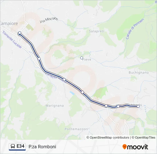 Percorso linea bus E34