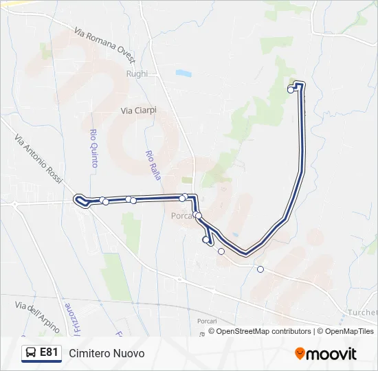 Percorso linea bus E81