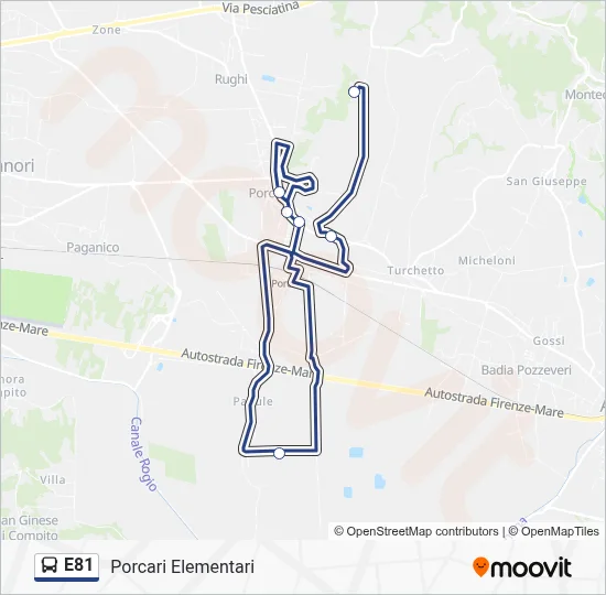 Percorso linea bus E81