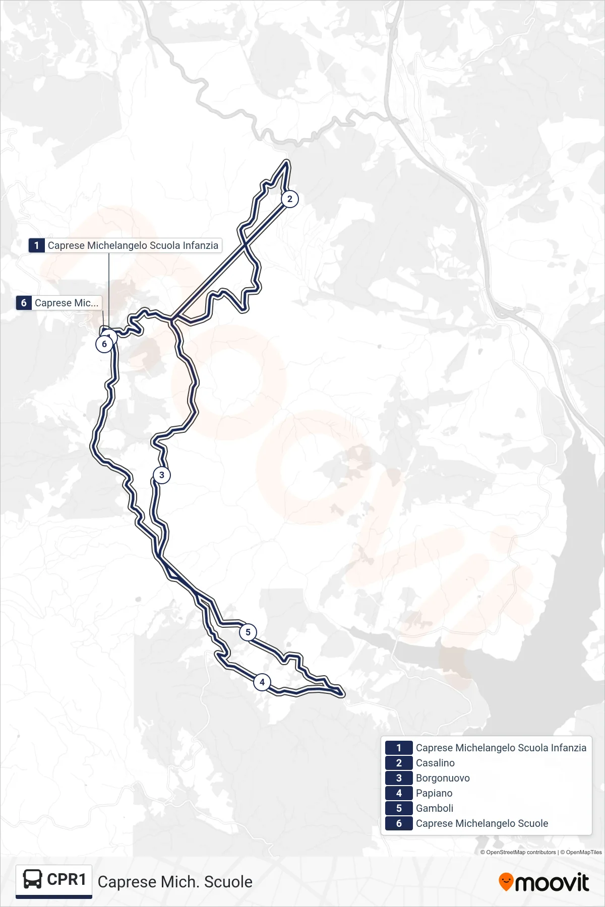 Linea CPR1 bus (Caprese Mich. Scuole) - Percorsi e fermate sulla mappa