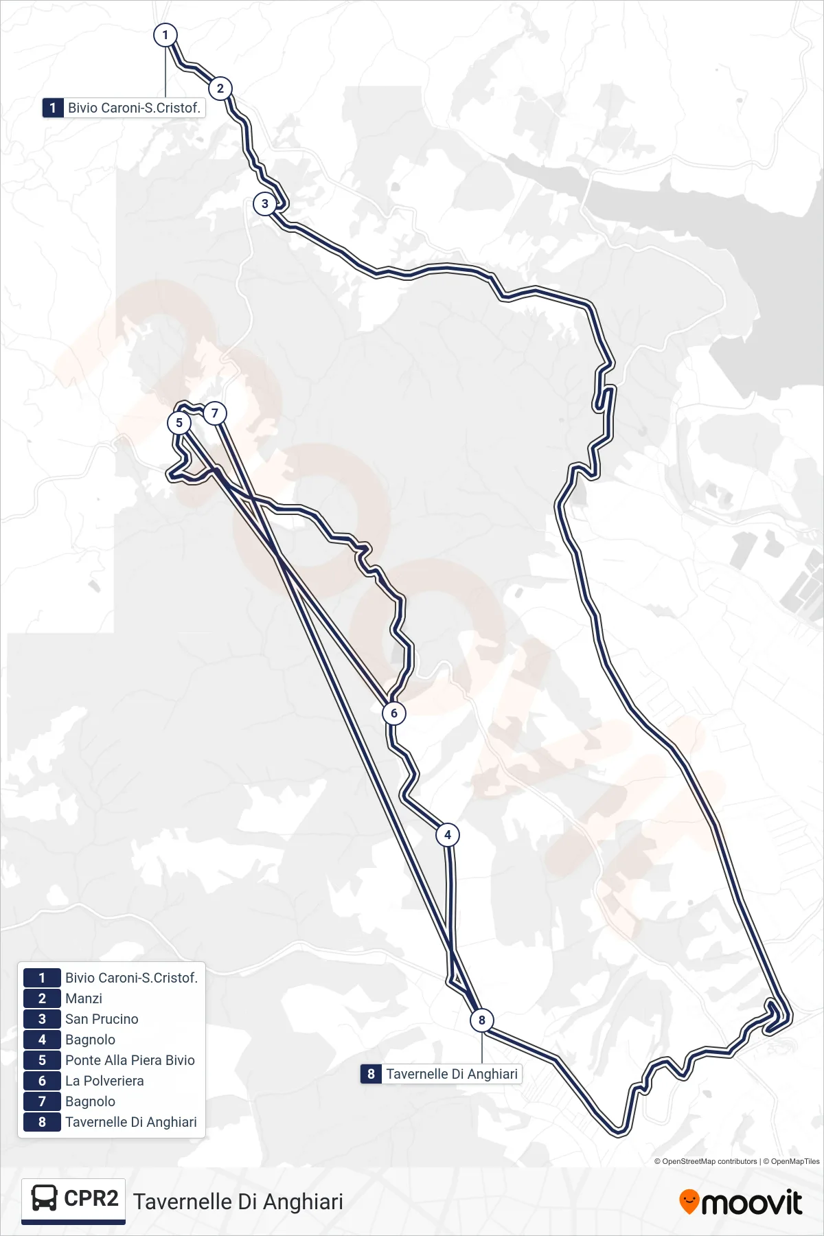 Linea CPR2 bus (Tavernelle Di Anghiari) - Percorsi e fermate sulla mappa