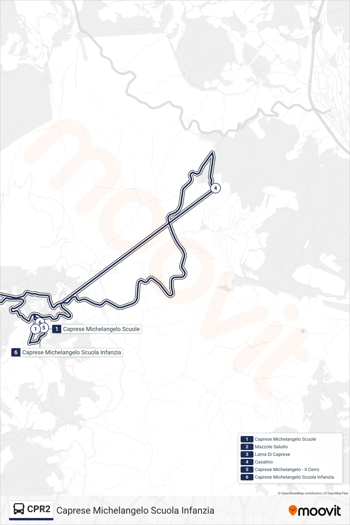 Linea CPR2 bus (Caprese Michelangelo Scuola Infanzia) - Percorsi e fermate sulla mappa