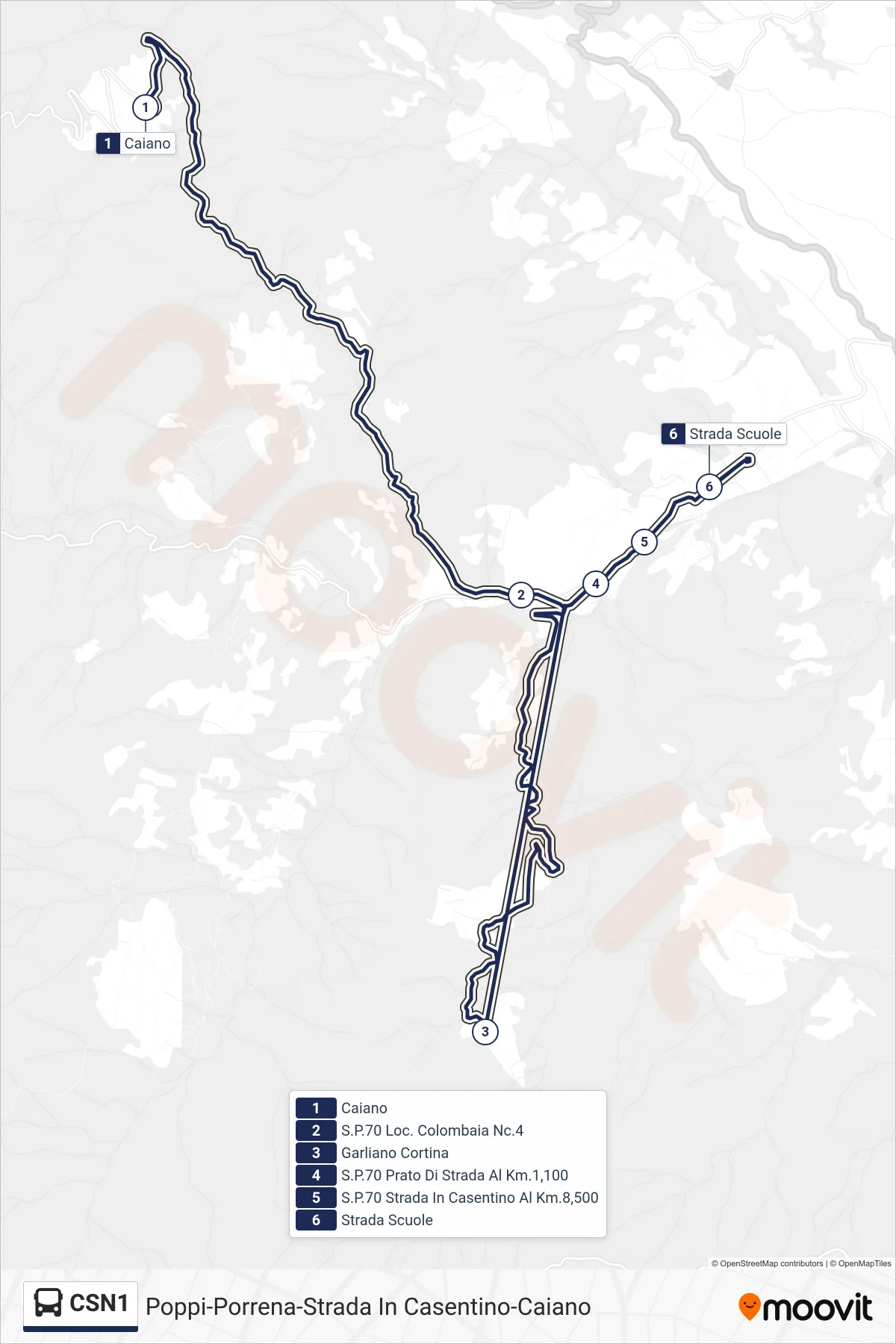 Linea CSN1  bus (Strada Scuole) - Percorsi e fermate sulla mappa