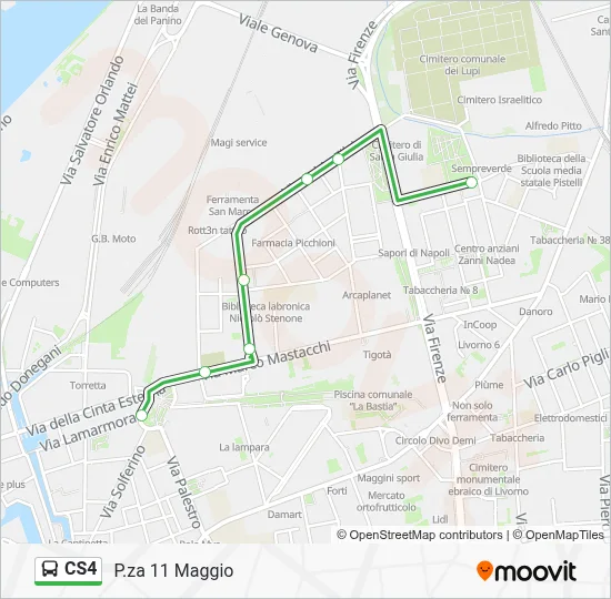 Percorso linea bus CS4