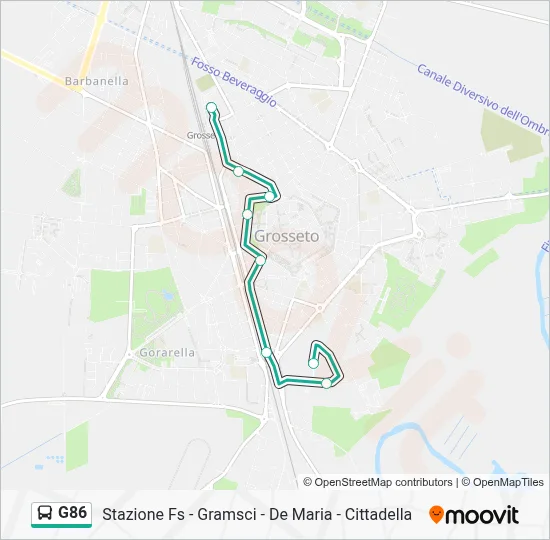 Percorso linea bus G86