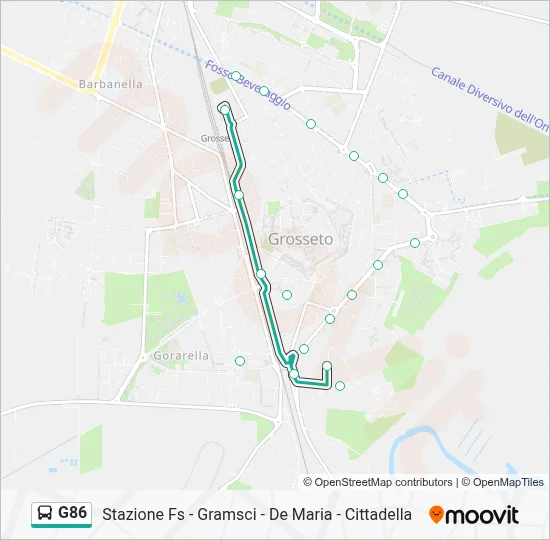 Percorso linea bus G86