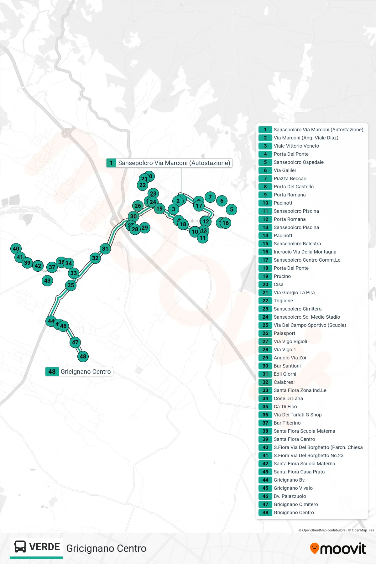 Linea VERDE bus (Gricignano Centro) - Percorsi e fermate sulla mappa
