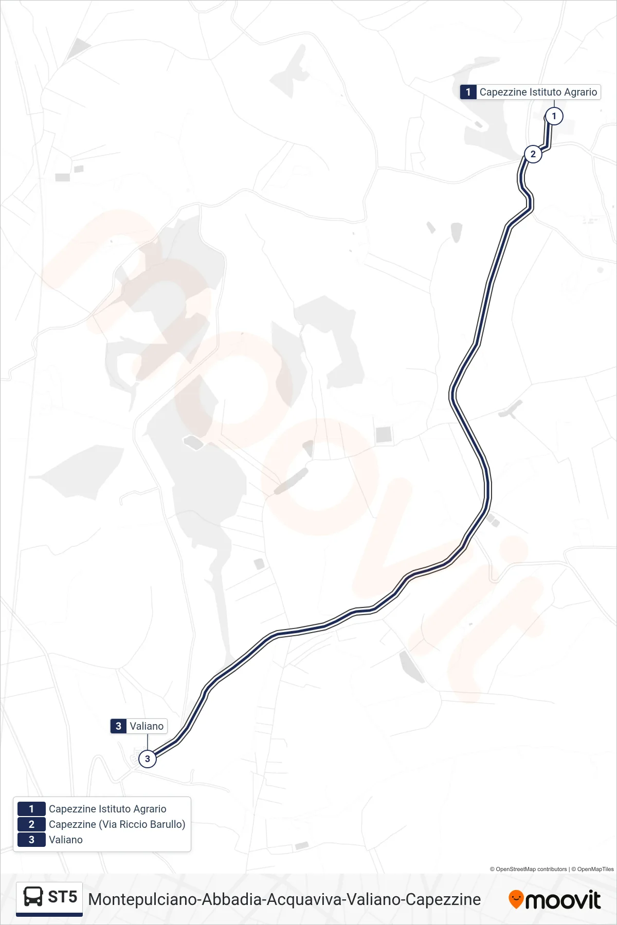 Linea ST5 bus (Valiano) - Percorsi e fermate sulla mappa