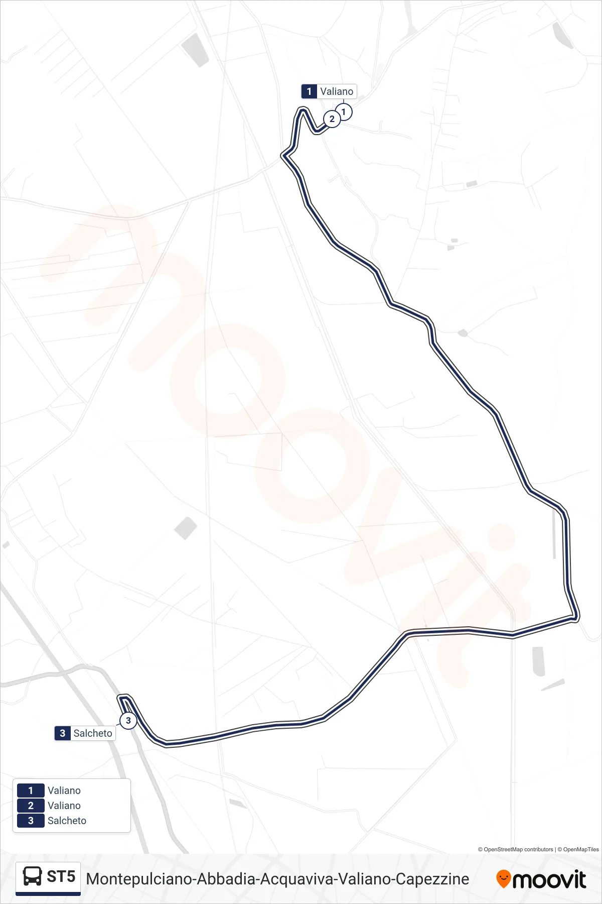 Linea ST5 bus (Salcheto) - Percorsi e fermate sulla mappa
