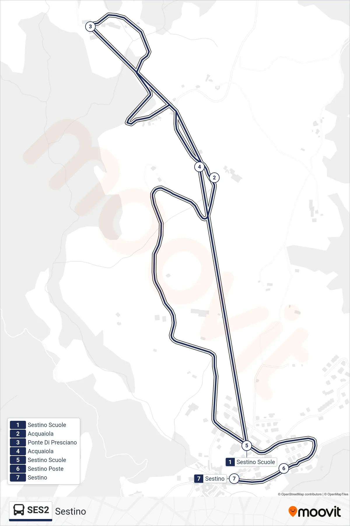 Linea SES2  bus (Sestino) - Percorsi e fermate sulla mappa