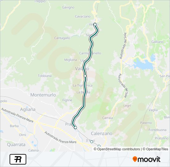 Percorso linea treno R