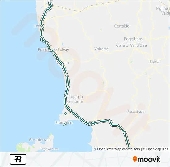 Percorso linea treno R
