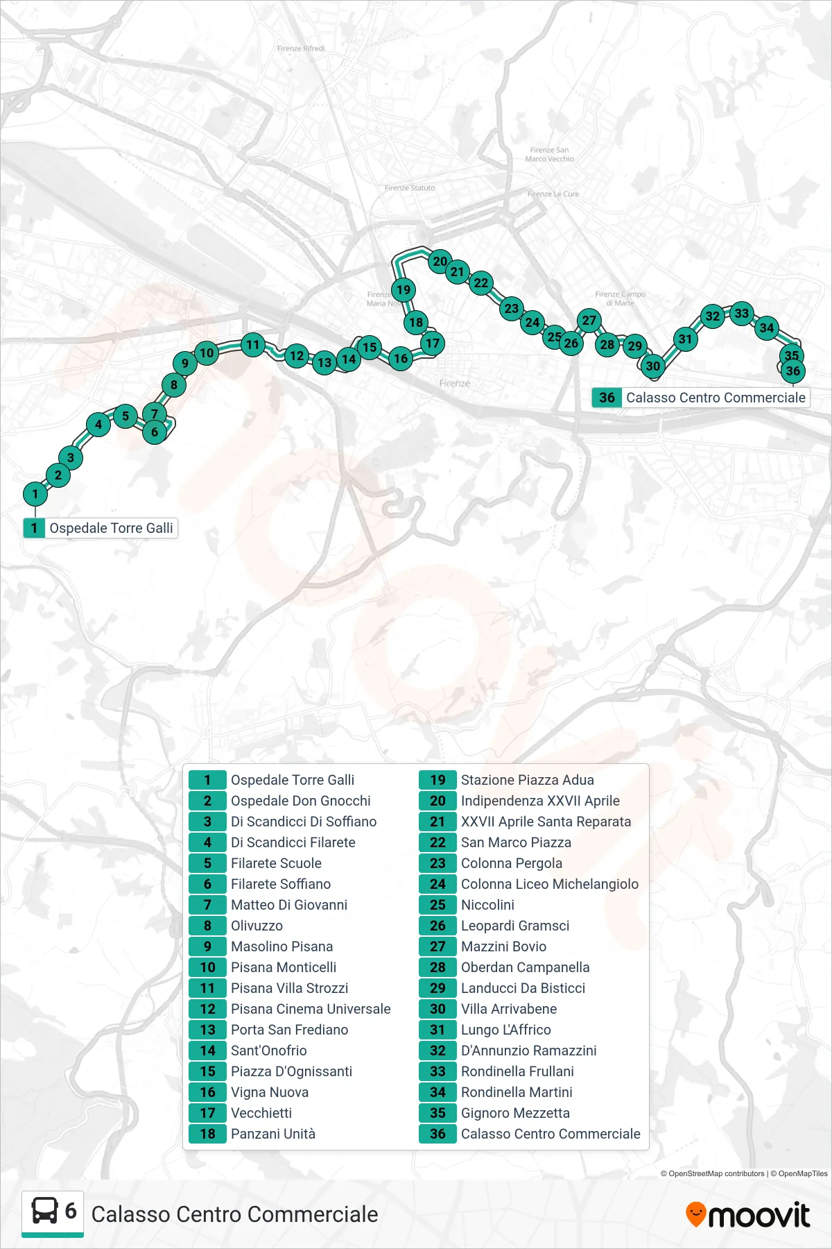 Linea 6  bus (Calasso Centro Commerciale) - Percorsi e fermate sulla mappa