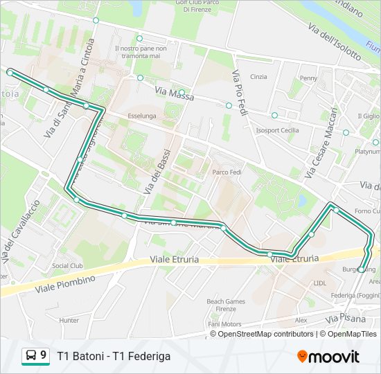 9 Bus Line Map