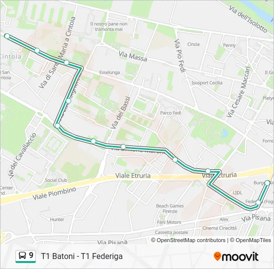 9 Bus Line Map