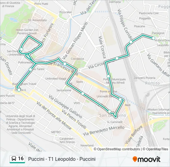Percorso linea bus 16