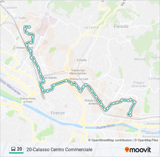 Linea 20 orari, fermate e mappe 20Calasso Centro Commerciale