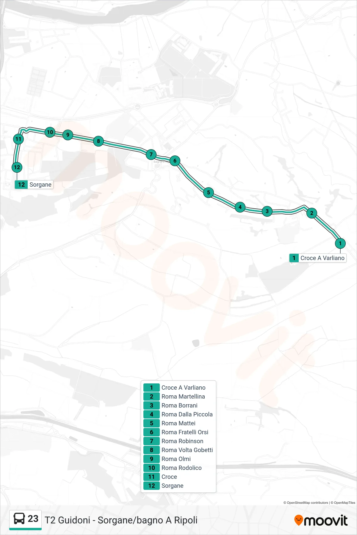 Linea 23 bus (Sorgane) - Percorsi e fermate sulla mappa