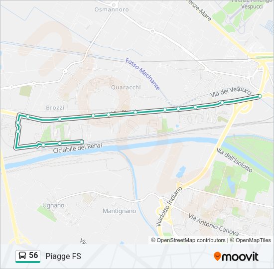 Percorso linea bus 56
