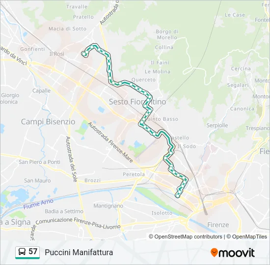 57 Bus Line Map