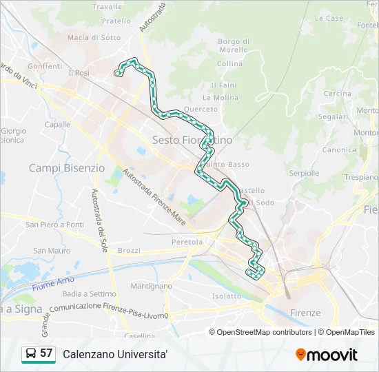 57 Bus Line Map