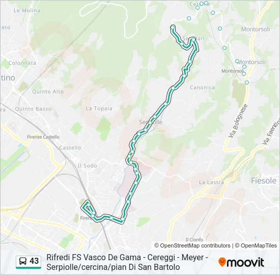 43 Bus Line Map