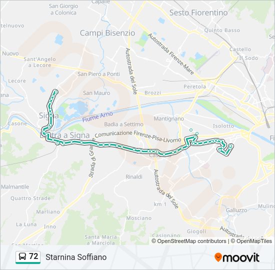 Percorso linea bus 72